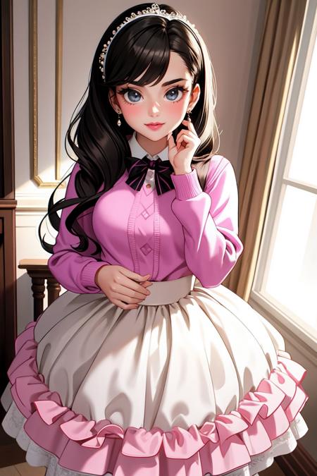 12975-1458218934-((Masterpiece, best quality)), _ballgown,edgPreppy,edgPreppy, a woman in a [skirt and sweater_ballgown] posing for a picture ,we.png